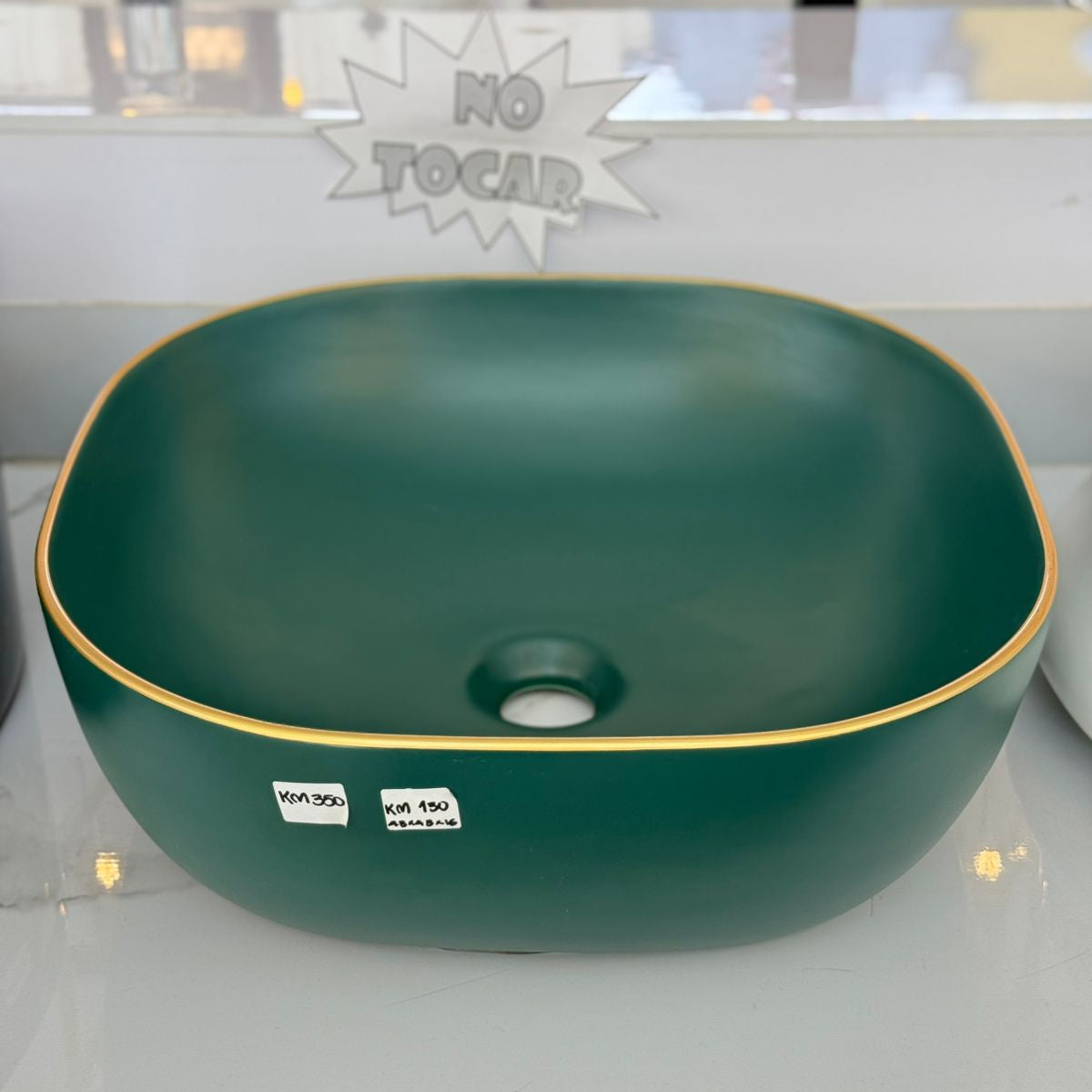 Lavamanos de Cerámica Verde Esmeralda Acabado Mate - Toque de Lujo y Modernidad KM-130