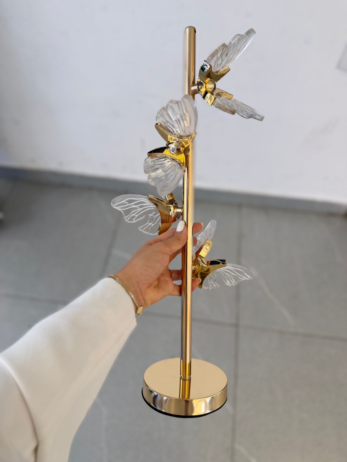 Lámpara de Mesa Mariposas Cristal Dorada | Lámpara Decorativa de Lujo para Mesita de Noche