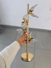 Lámpara de Mesa Mariposas Cristal Dorada | Lámpara Decorativa de Lujo para Mesita de Noche