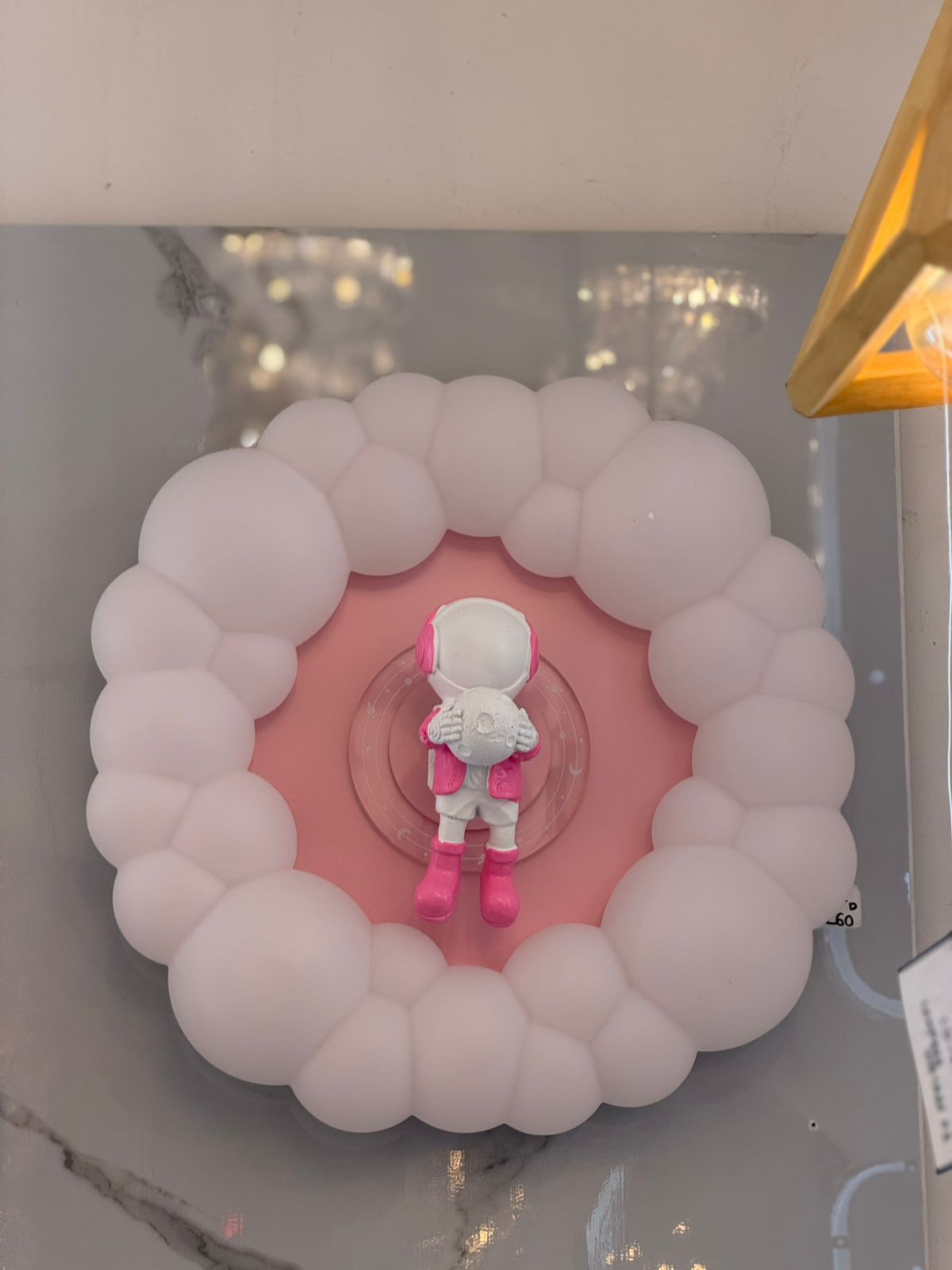 Lámpara Infantil LED Astronauta Rosa en las Nubes | Plafón Decorativo para Habitación de Niñas